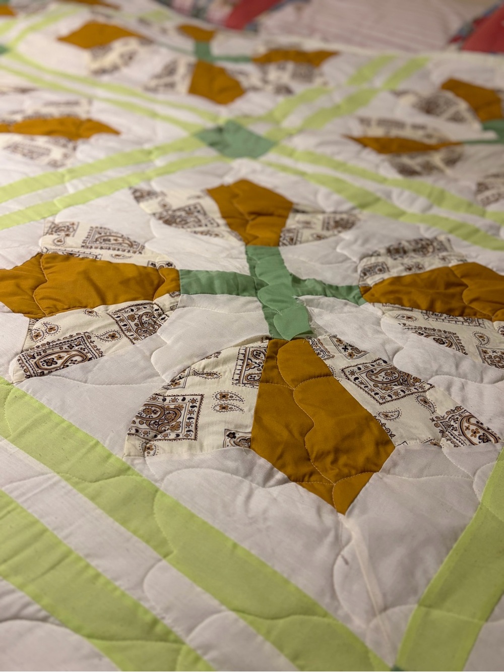 Handcrafted Yellow and Green Patchwork Quilt - Home Bedding